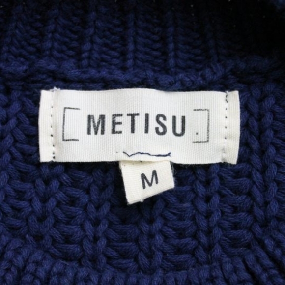 METISU Chunky Hand-knit Navy Cotton Mid-Calf Sweater Dress M 90s- y2k Like New - Picture 11 of 11